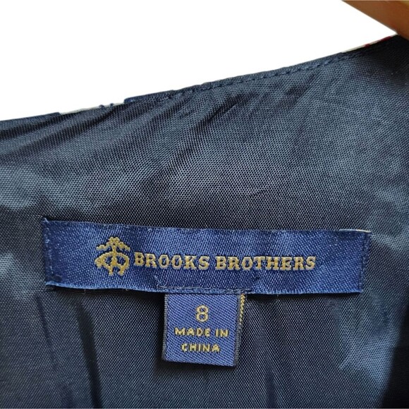 Brooks Brothers Dress Sz 8 Black Floral V Neck Sleeveless Flare Crochet Zipper - Picture 12 of 14